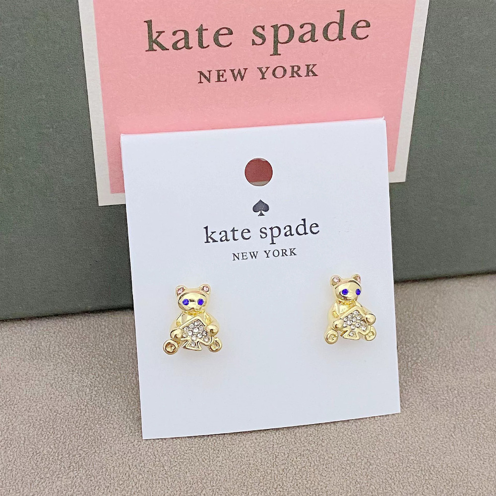 kate spade Love Bear Crystal Metal Stud Earrings